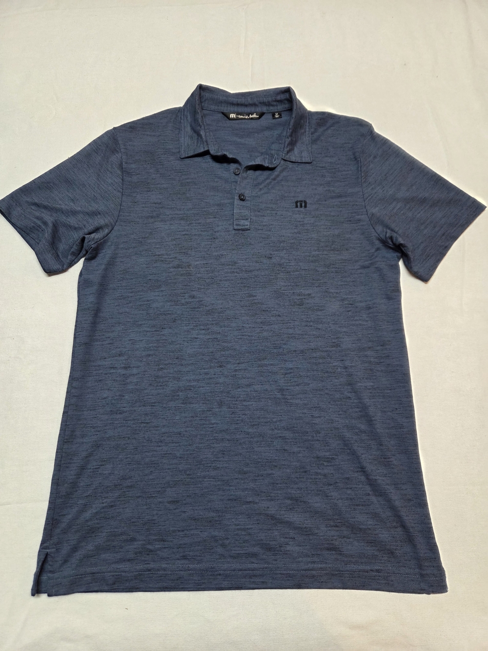 Travis Mathew Navy Heather Short-Sleeve Polo Size M